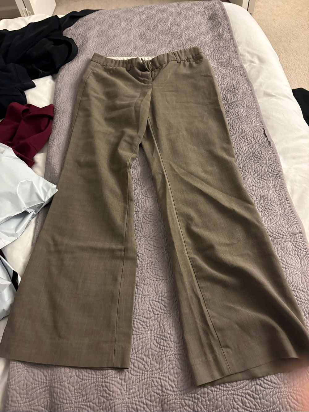 Express Wide-Leg Corduroy Pants in Olive Green